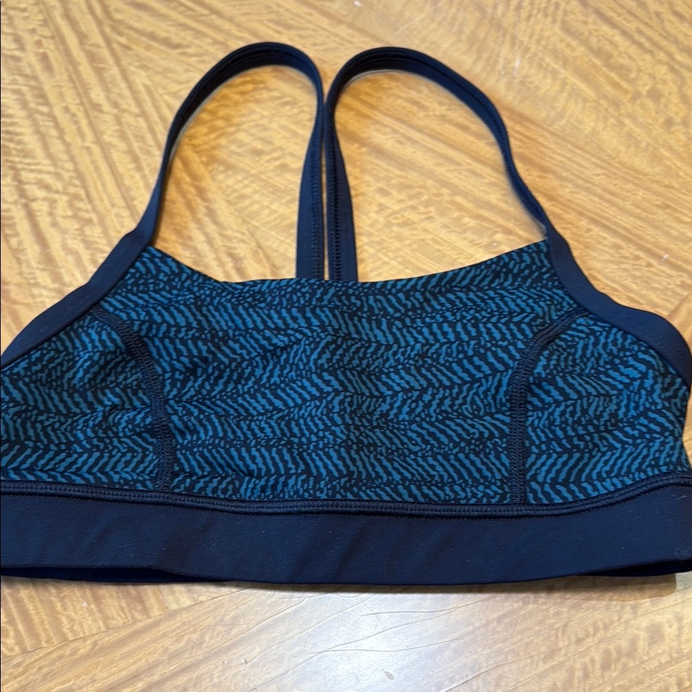 Women's Black and Green Sports Bra